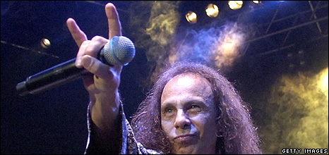 Ronnie James dio with Satanic Hand sign