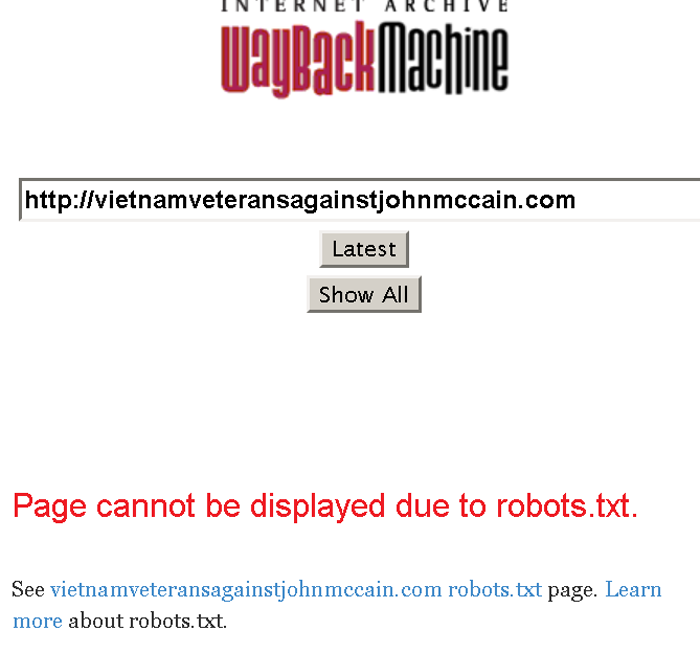Wayback Machine robots block  