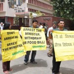 Greenpeace activists take their   message to Minister Chavan