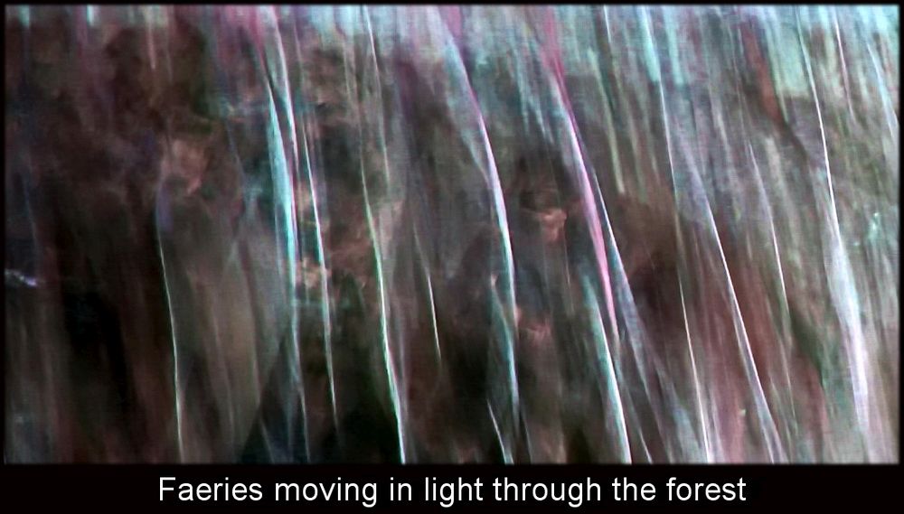 aeries walking through light in forest