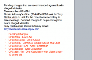 The local police want these charges filed against the father. 