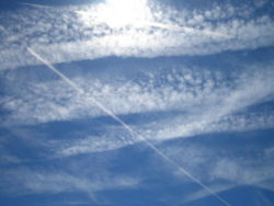 These Contrails over The Netherlands will soon look like normal, natural Cirrus cloud. 
