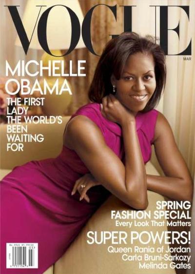 Michelle Obama Vogue cover flashing satanic hand sign 